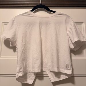 Cropped White Tee with Split Back Hem Detail